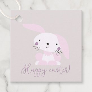 Cute Blush Pink Easter Bunny | Happy Easter Favor Tags