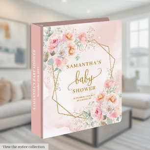 Cute blush pink floral baby shower 3 ring binder