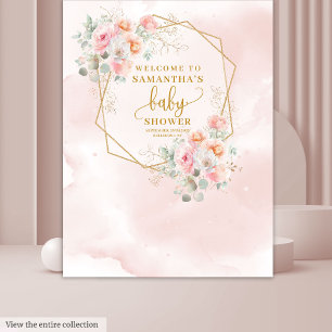 Cute blush pink floral baby shower backdrop