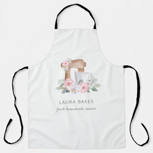 Cute Blush Pink Floral Cake Mixer Bakery Catering Apron