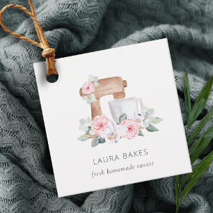 Cute Blush Pink Floral Cake Mixer Bakery Catering Favor Tags