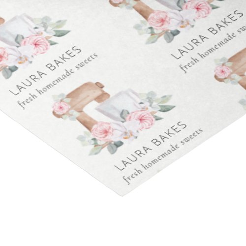 Cute Blush Pink Floral Cake Mixer Bakery Catering Tissue Paper