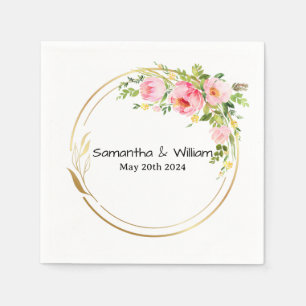 Cute Blush Pink Floral Wedding Modern Napkins