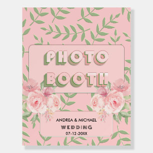 Cute Blush Pink Floral Wedding Photo Booth Sign