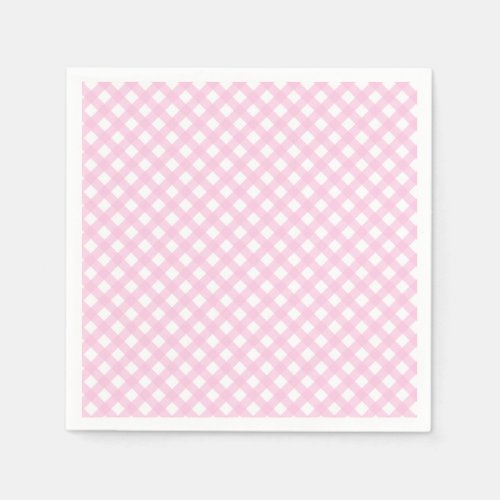 Cute Blush Pink Gingham Pattern Napkins