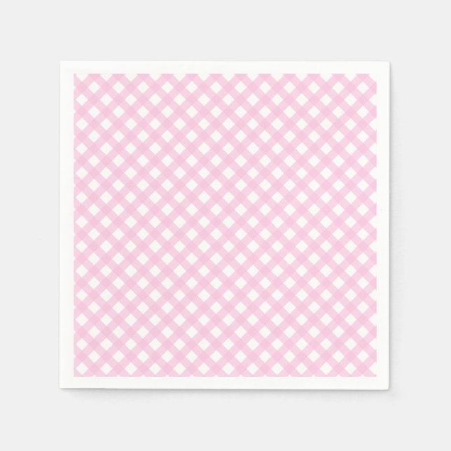 Cute Blush Pink Gingham Pattern Napkins (Front)