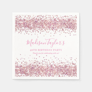 Cute Blush Pink Glitter Sparkle Confetti Birthday Napkins