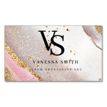 Cute Blush Pink Gold Glitter Marble Agate Monogram