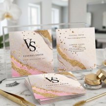Cute Blush Pink Gold Glitter Marble Agate Monogram