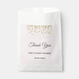 Cute Blush Pink Gold Glitter Thank You Baby Shower Favor Bag