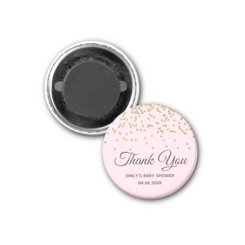 Cute Blush Pink Gold Glitter Thank You Baby Shower Magnet