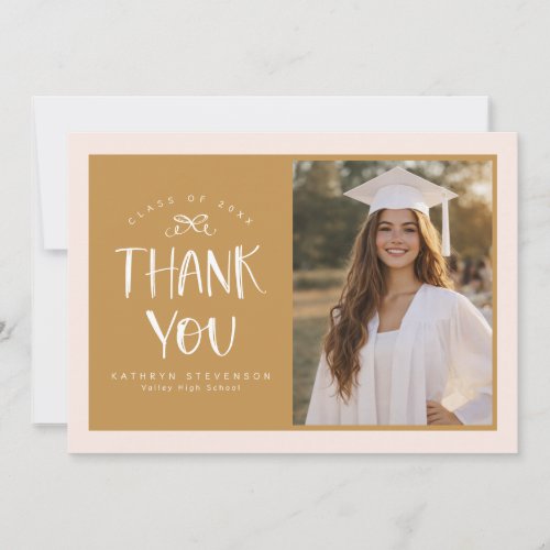 Cute Blush Pink Gold Photo Graduation