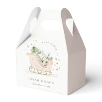 Cute Blush Pink Gold Winter Sleigh Baby Shower Favor Boxes