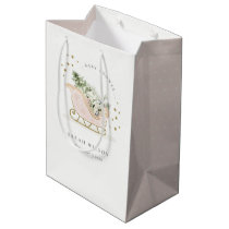 Cute Blush Pink Gold Winter Sleigh Baby Shower Medium Gift Bag
