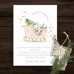 Cute Blush Pink Gold Winter Sleigh Baby Shower Thank You Card<br><div class="desc">Sleigh Winter Theme Collection.- it's a cute pastel watercolor Illustration of blush pink gold sleigh filled with Christmas pine tree, gifts and winter berries with classy gold star frame and snowfall in the background. Perfect for your little ones winter birthday party. It’s very easy to customize, with your personal details....</div>
