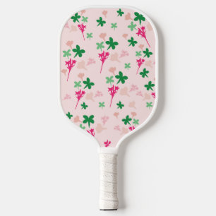 Cute Blush Pink Green Botanical Boho Floral Pickleball Paddle