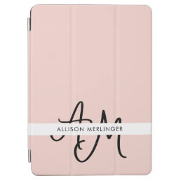 Cute Blush Pink Initials Monogram iPad Air Cover