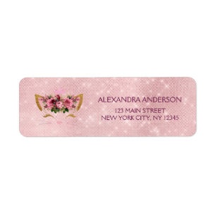 Cute Blush Pink Kitty Birthday Party Label