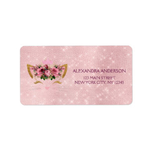 Cute Blush Pink Kitty Birthday Party Label