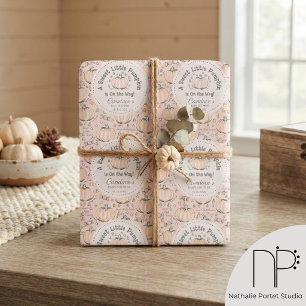 Cute Blush Pink Little Pumpkin Fall Baby Shower Wrapping Paper