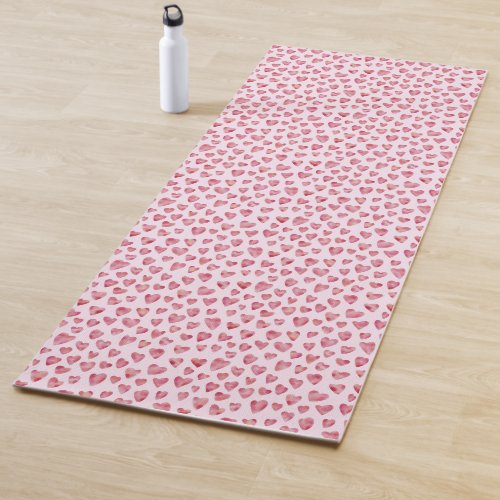 Cute blush pink love hearts pattern yoga mat