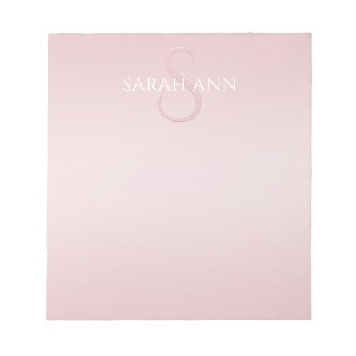 Cute Blush Pink Ombre Monogram  Name Notepad