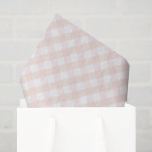 Cute Blush Pink & Pastel Orange Baby Gingham Tissue Paper