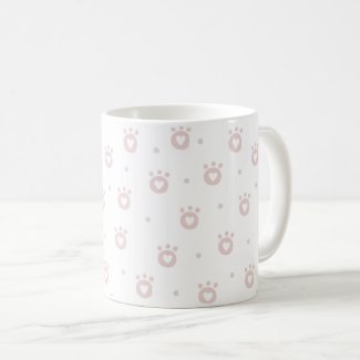Cute Blush Pink Pet Paws & Hearts Mug