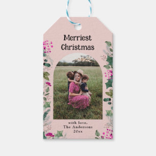 Cute Blush Pink Photo Holiday Gift Tags