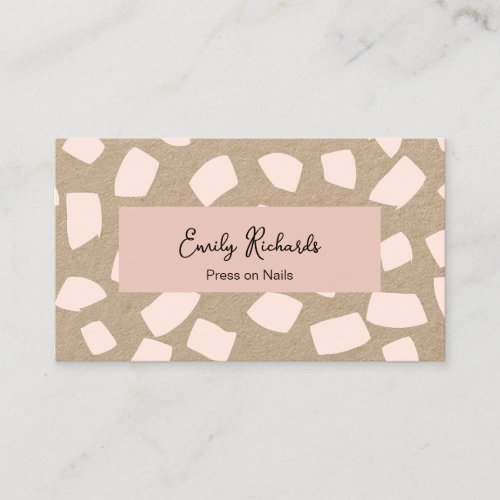 Cute Blush Pink Press on Nails Kraft Business Card