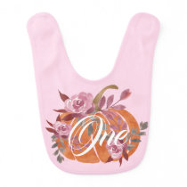 Cute Blush Pink Purple Floral Little Pumpkin One Baby Bib Cute Blush Pink Purple Floral Little Pumpkin One Baby Bib