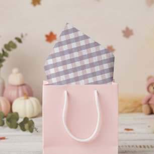 Cute Blush Pink & Purple Gingham Pattern Baby Girl Tissue Paper