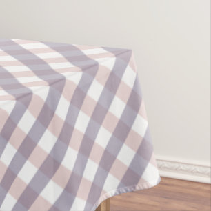 Cute Blush Pink & Purple Gingham Pattern Halloween Tablecloth
