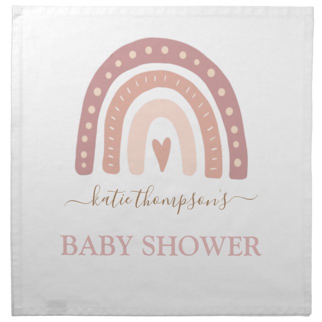 Cute Blush Pink Rainbow Girl Baby Shower Dinner Cloth Napkin (Front)
