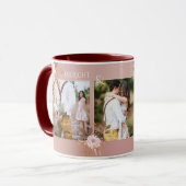 Cute Blush Pink Romantic Floral Photo Mug (Front Left)
