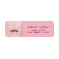 Cute Blush Pink Sparkle - Easter Bunny Label