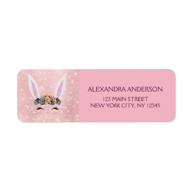Cute Blush Pink Sparkle - Easter Bunny Label (Front)