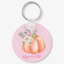 Cute Blush Pink Spring Floral Little Pumpkin Name Keychain