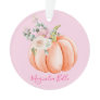 Cute Blush Pink Spring Floral Little Pumpkin Name Ornament