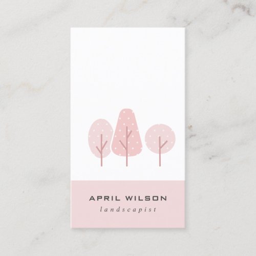 CUTE  BLUSH PINK TREE TRIO LANDSCAPING SERVICE BUSINESS CARD