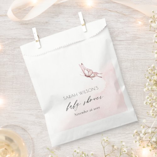 Cute Blush Pink Watercolor Butterfly Baby Shower  Favor Bag