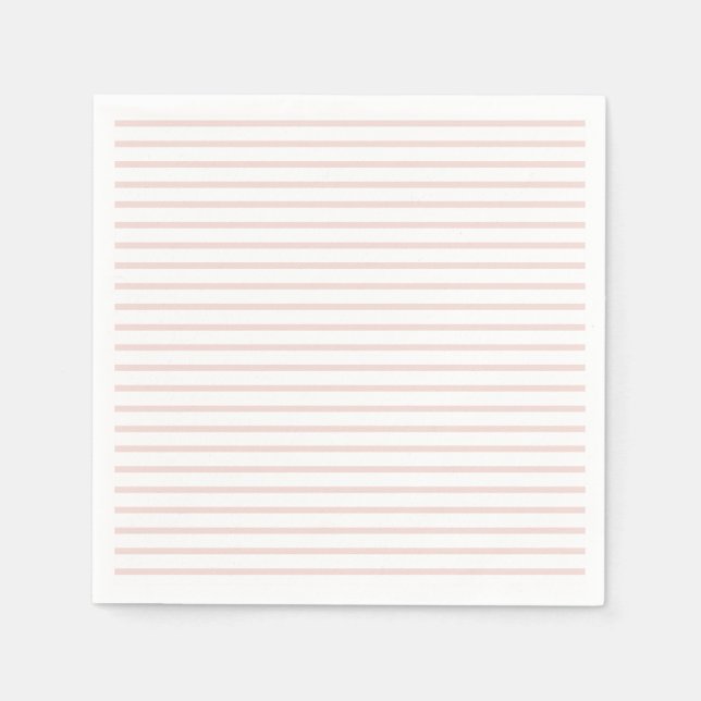 Cute blush pink white horizontal stripes modern napkins (Front)