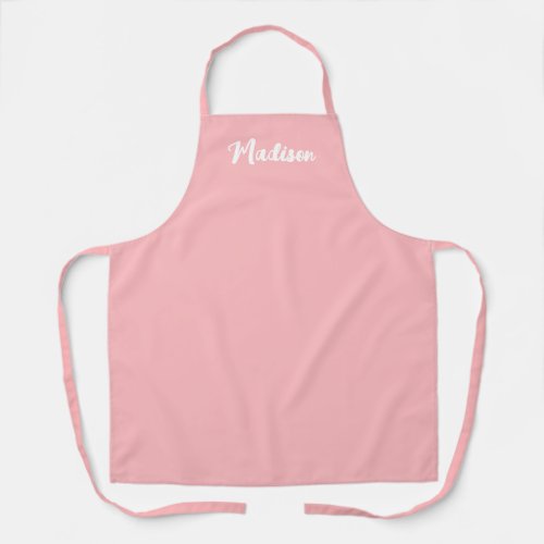 Cute Blush Pink White Script Personalized Womens Apron