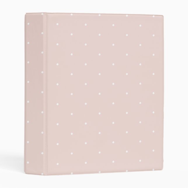 Cute blush pink white tiny polka dot pattern mini binder (Front/Spine)