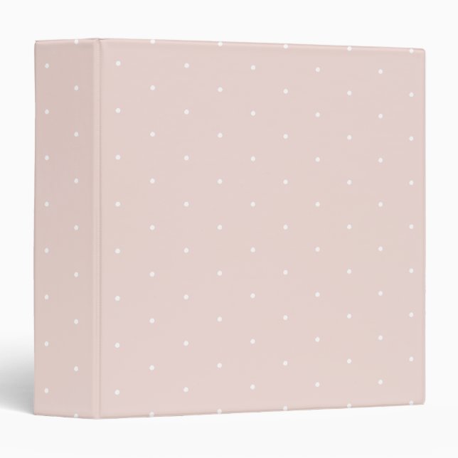 Cute blush pink white tiny polka dots pattern 3 ring binder (Front/Spine)
