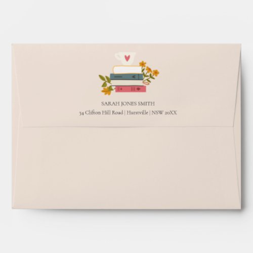 Cute Blush Stacked Storybooks Floral Address Envelope