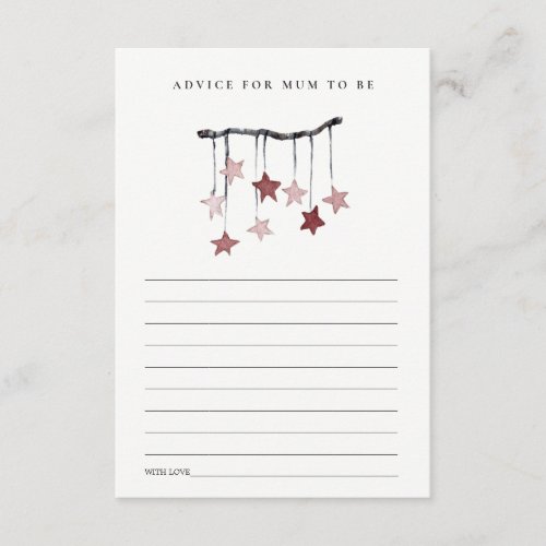 Cute Blush Star Mobile Advice for Mum Baby Shower Enclosure Card