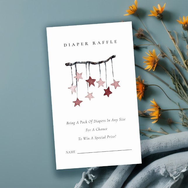 Cute Blush Star Mobile Diaper Raffle Baby Shower Enclosure Card (Creator Uploaded)