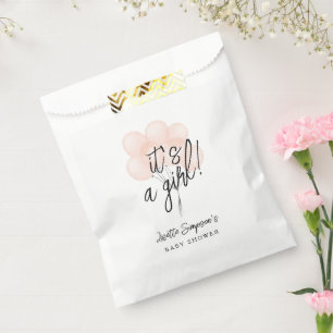 Cute Blush Watercolor Balloons Girl Baby Shower Favor Bag