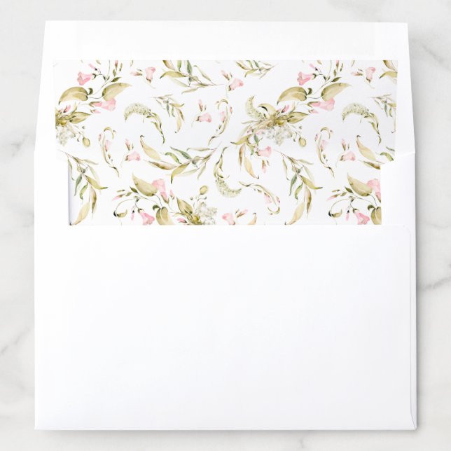 Cute Blush Watercolor Floral Bridal Shower Envelope Liner (In Envelope)